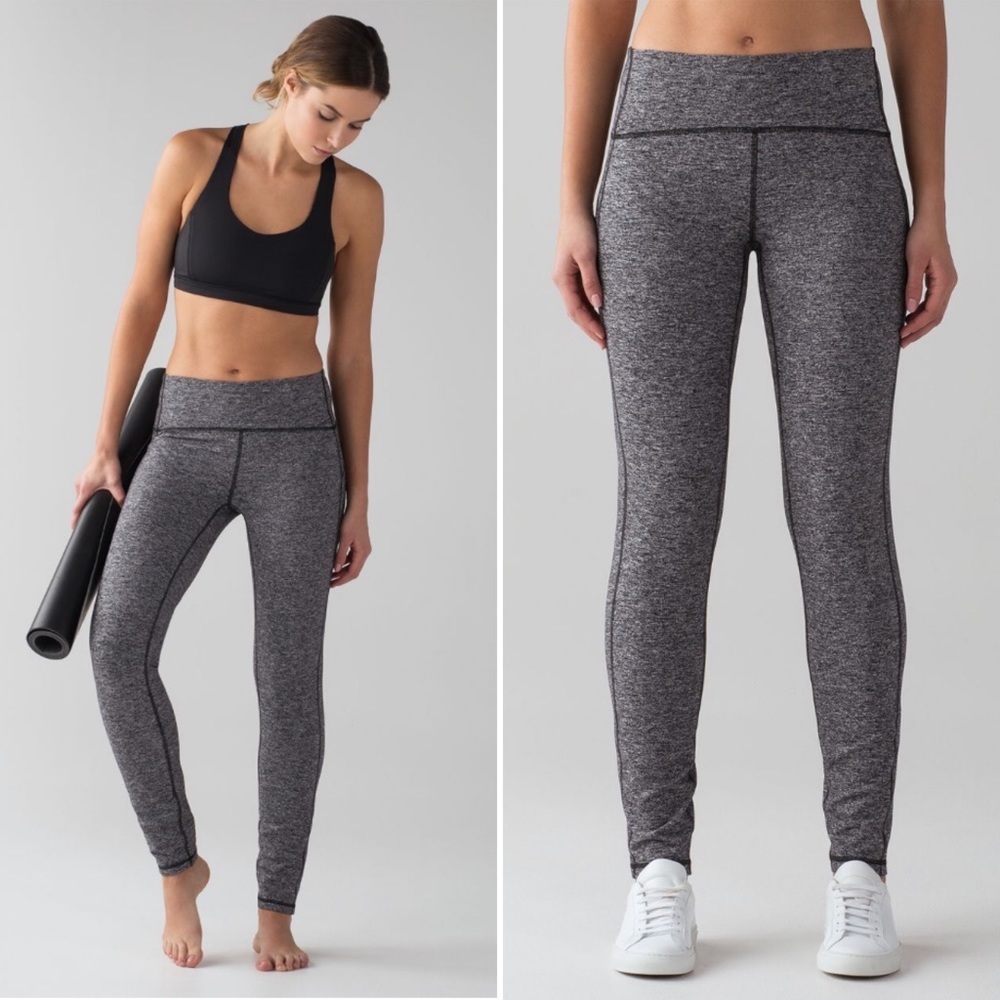 Lululemon Out To Lunge Tight 6 Heathered Grey Black